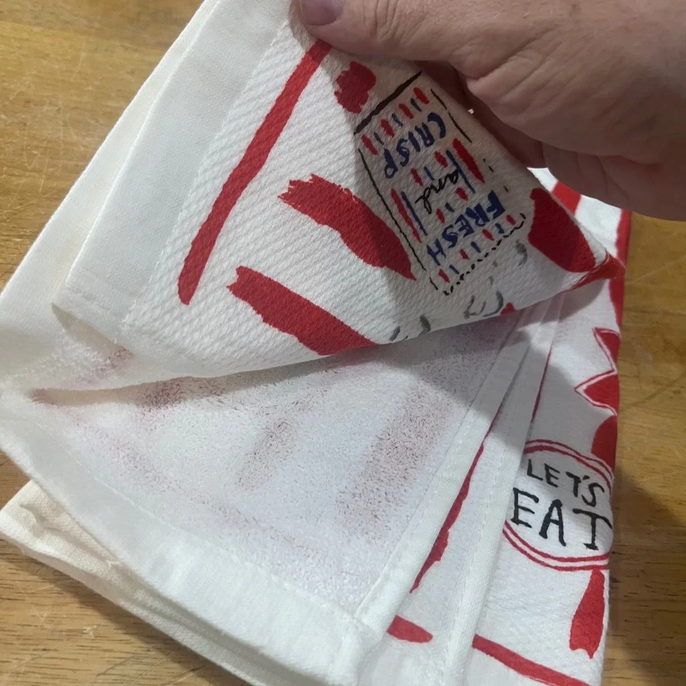 Kate Spade All In Good Taste Popcorn Kitchen Towels Set 2 Red White Retro